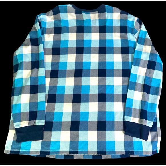 Sleepwear Pajama Top Shirt Men Blue Plaid Pullover Long Sleeve Size 2XL NWT - Picture 2 of 10